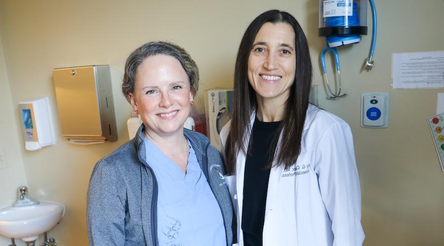 十大靠谱彩票平台 researchers Amy Cantor, M.D., M.P.H., left, and Ellen Tilden, Ph.D., C.N.M., right, aim to better define and measure respectful maternity care and develop a standard of care and accountability across health systems. (十大靠谱彩票平台/Christine Torres Hicks)